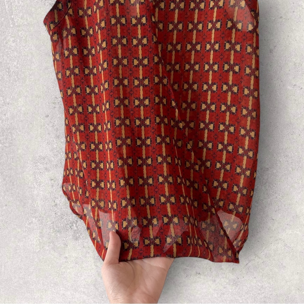 ASTR the Label Orange Yellow Aztec Pattern Keyhole Cowl Sheer Tank Size S - Picture 9 of 9